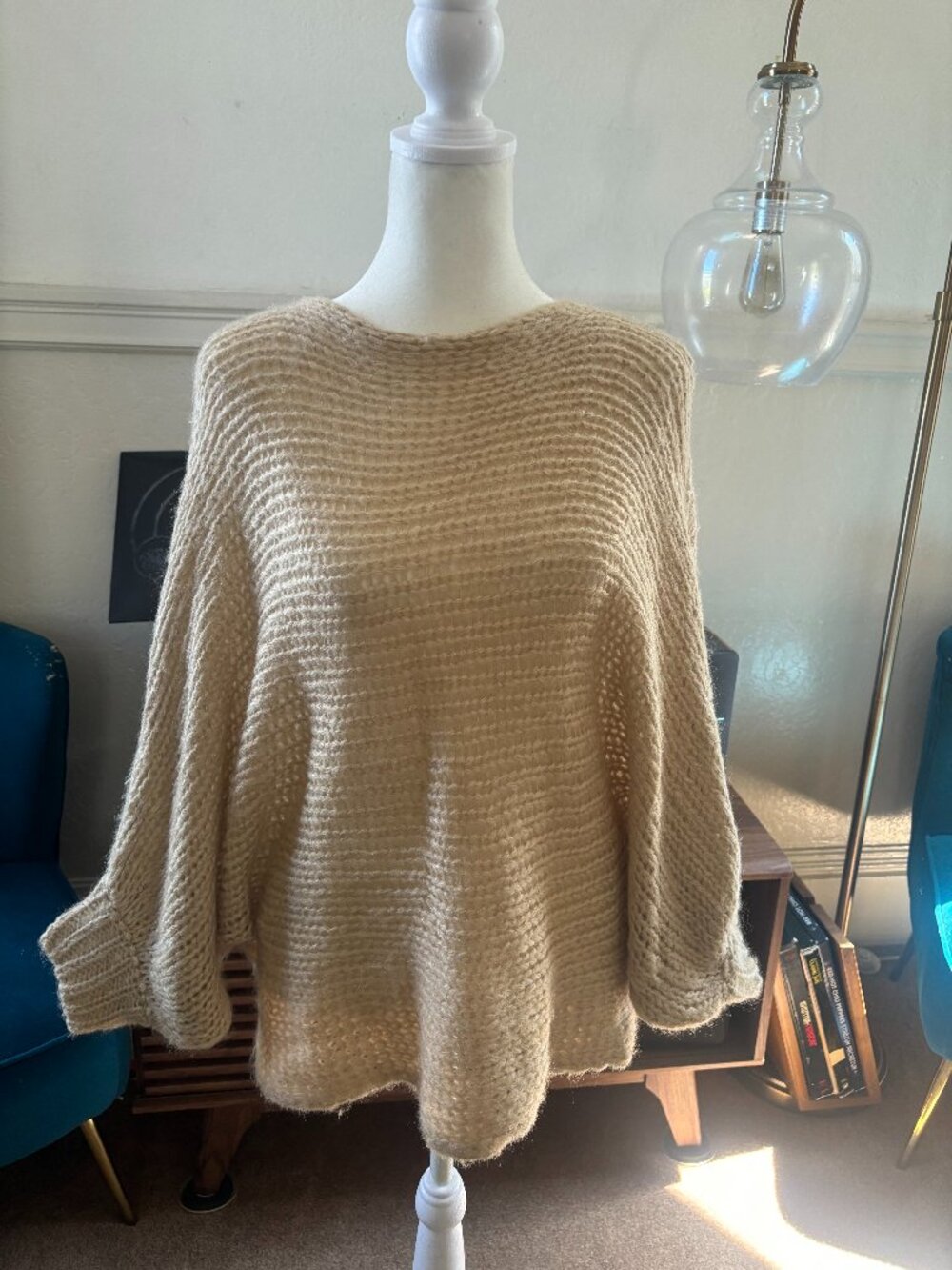 Solution Cream Oversized Batwing Knit Sweater OS